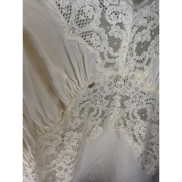 Vintage Fischer Pure Silk Lace Nightgown Slip Dress S/M? Ivory Lingerie Bridal - Picture 5 of 8